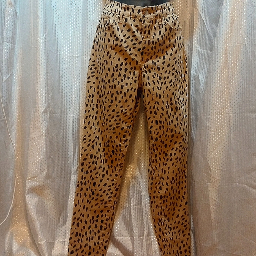 crown & ivy Leopard Print Skinny Pants - Tan and Black